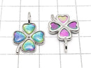 [Video] Meteorite (Muonionalusta) Clover Pendant 24x16mm Rainbow Color Silver 925