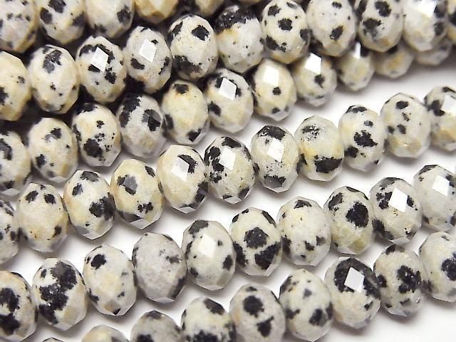 [Video] High Quality! Dalmatian Jasper Faceted Button Rondelle 6x6x4mm 1strand beads (approx. 15 inches/37 cm)
