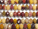 [Video] High Quality! Mookaite Faceted Button Rondelle 6x6x4mm 1strand beads (aprx.15inch/36cm)
