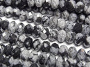 [Video] High Quality! Snowflake Obsidian Faceted Button Rondelle 6x6x4mm 1strand beads (approx. 15 inches/37 cm)