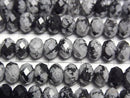 [Video] High Quality! Snowflake Obsidian Faceted Button Rondelle 6x6x4mm 1strand beads (approx. 15 inches/37 cm)