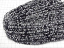 [Video] High Quality! Snowflake Obsidian Faceted Button Rondelle 6x6x4mm 1strand beads (approx. 15 inches/37 cm)