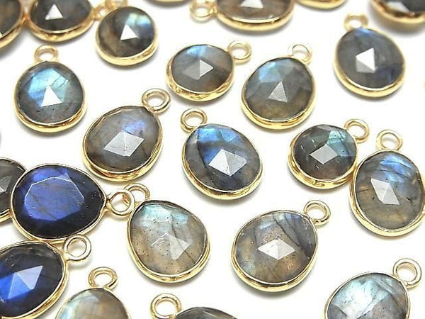 [Video] Labradorite AA++ Bezel Setting Freeform Rose Cut [One Side] 18KGP 3pcs