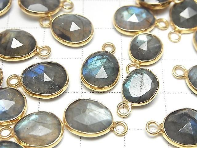 [Video] Labradorite AA++ Bezel Setting Freeform Rose Cut [One Side] 18KGP 3pcs