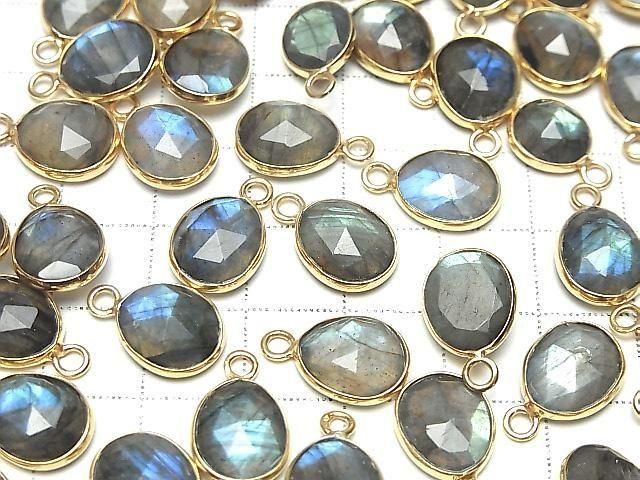 [Video] Labradorite AA++ Bezel Setting Freeform Rose Cut [One Side] 18KGP 3pcs