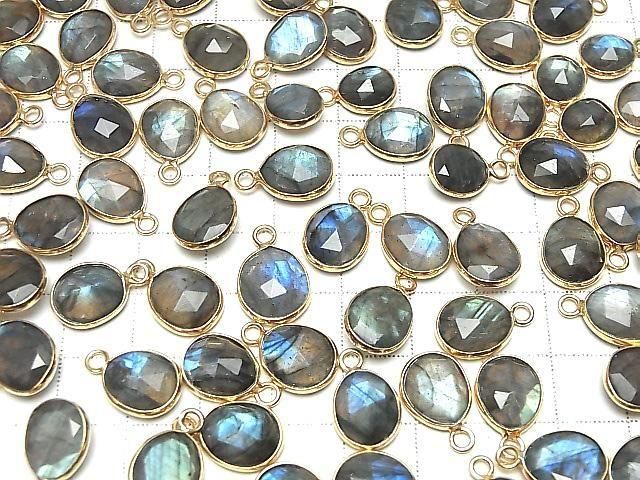 [Video] Labradorite AA++ Bezel Setting Freeform Rose Cut [One Side] 18KGP 3pcs