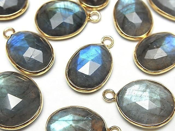 [Video] Labradorite AA++ Bezel Setting Freeform Rose Cut [One Side] 18KGP 2pcs