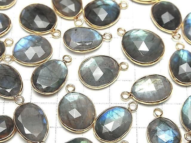 [Video] Labradorite AA++ Bezel Setting Freeform Rose Cut [One Side] 18KGP 2pcs