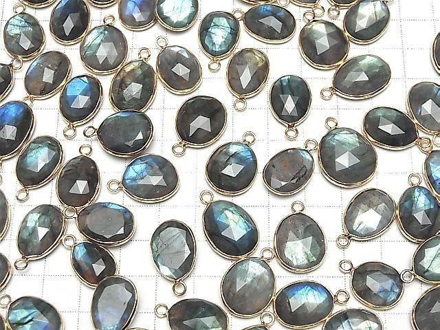 [Video] Labradorite AA++ Bezel Setting Freeform Rose Cut [One Side] 18KGP 2pcs