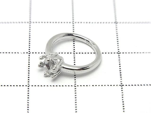 [Video] Silver925 Crown Baby Ring Frame (Prong Setting) Round Faceted 4mm Rhodium Plated 1pc