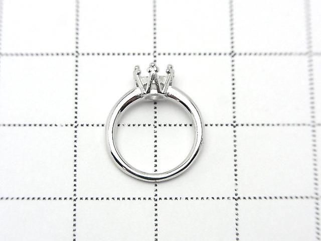 [Video] Silver925 Crown Baby Ring Frame (Prong Setting) Round Faceted 4mm Rhodium Plated 1pc