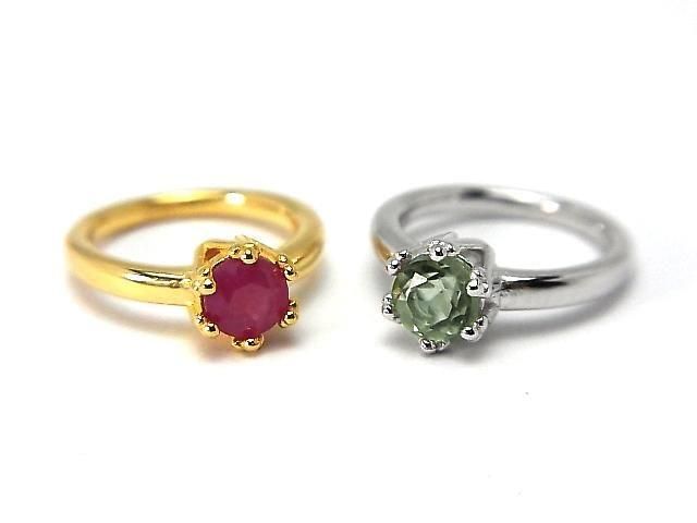 [Video] Silver925 Crown Baby Ring Frame (Prong Setting) Round Faceted 4mm Rhodium Plated 1pc
