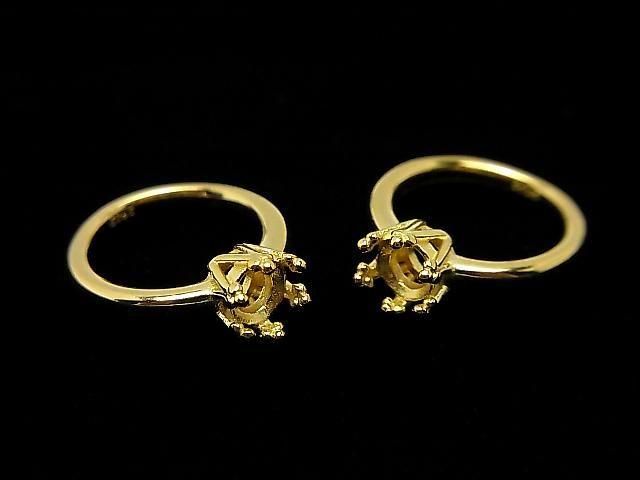 [Video] Silver925 Crown Baby Ring Frame (Prong Setting) Round Faceted 4mm 18KGP 1pc