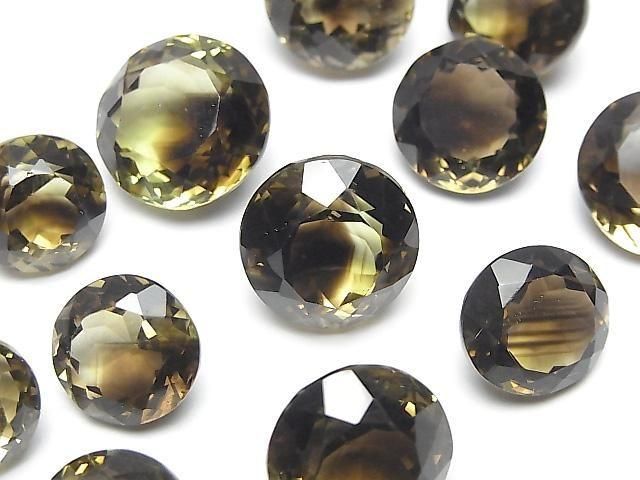 [Video] High Quality Lemon x Smoky Quartz AAA Loose Stone Round Faceted Mix Size 2pcs