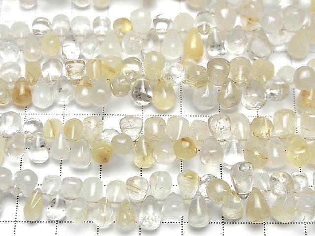 [Video]Rutilated Quartz AA Drop (Smooth) half or 1strand beads (aprx.7inch/18cm)