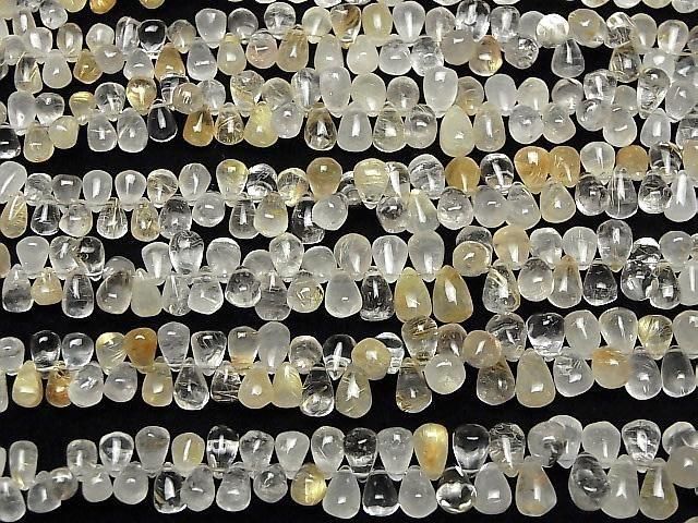 [Video]Rutilated Quartz AA Drop (Smooth) half or 1strand beads (aprx.7inch/18cm)