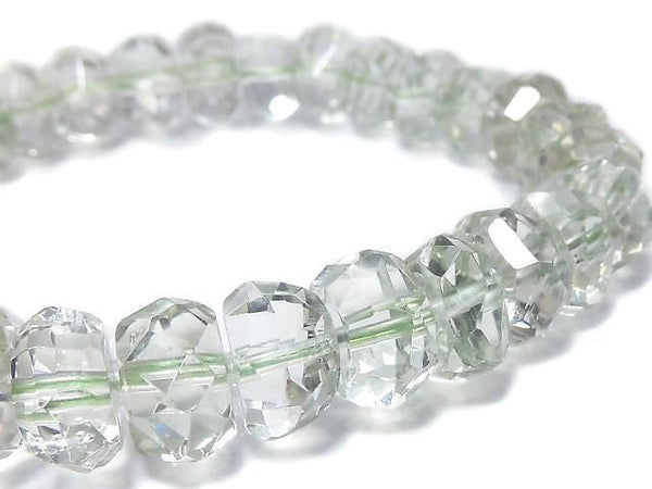 [Video][One of a kind] High Quality Green Amethyst AAA Faceted Nugget Bracelet NO.2