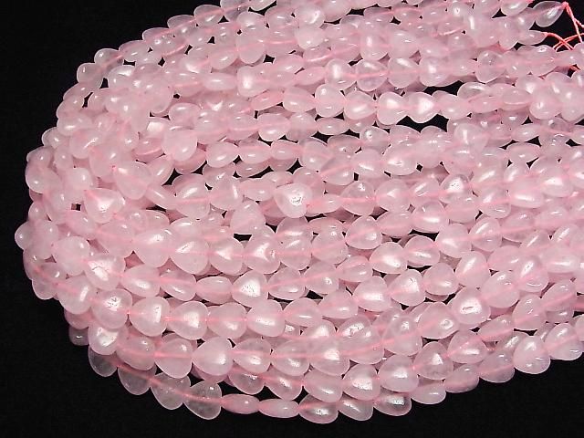[Video] Rose Quartz Vertical Hole Heart Beads 10x10mm 1strand beads (approx. 15 inches/38 cm)