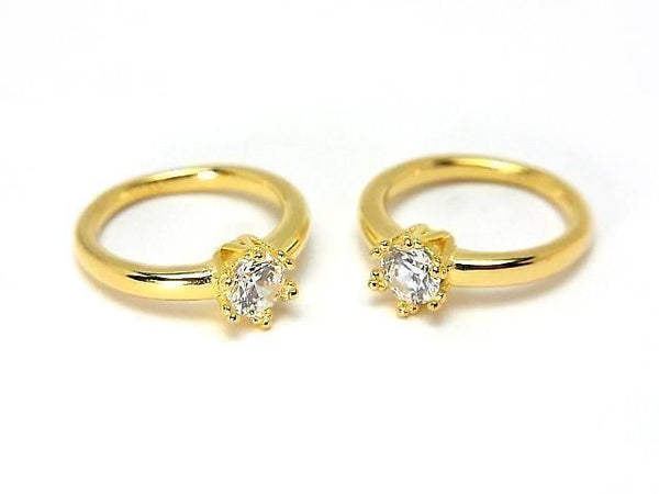 [Video] Silver925 Crown Baby Ring Round Faceted 3.5mm (CZ) [Clear] 18KGP 1pc