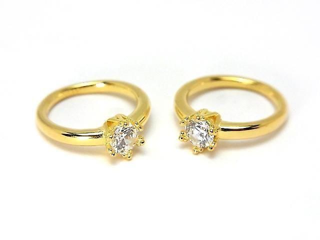 [Video] Silver925 Crown Baby Ring Round Faceted 3.5mm (CZ) [Clear] 18KGP 1pc