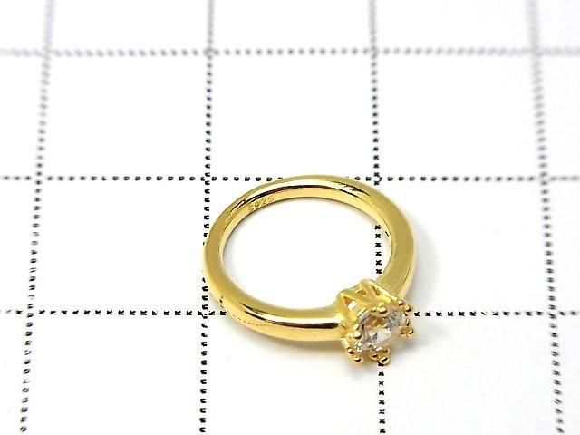 [Video] Silver925 Crown Baby Ring Round Faceted 3.5mm (CZ) [Champagne] 18KGP 1pc