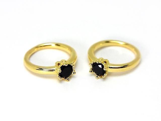 [Video] Silver925 Crown Baby Ring Round Faceted 3.5mm (CZ) [Black] 18KGP 1pc