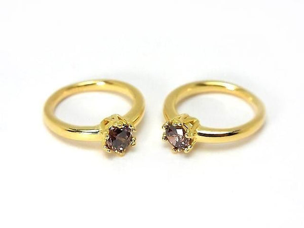 [Video] Silver925 Crown Baby Ring Round Faceted 3.5mm (CZ) [Rhodolite] 18KGP 1pc