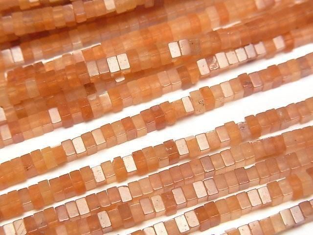 [Video] Orange Aventurine Square Rondelle (Disc) 2.5x2.5x1.5mm 1strand beads (approx. 15 inches/37 cm)