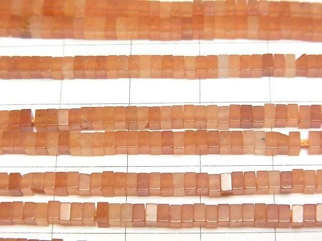 [Video] Orange Aventurine Square Rondelle (Disc) 2.5x2.5x1.5mm 1strand beads (approx. 15 inches/37 cm)