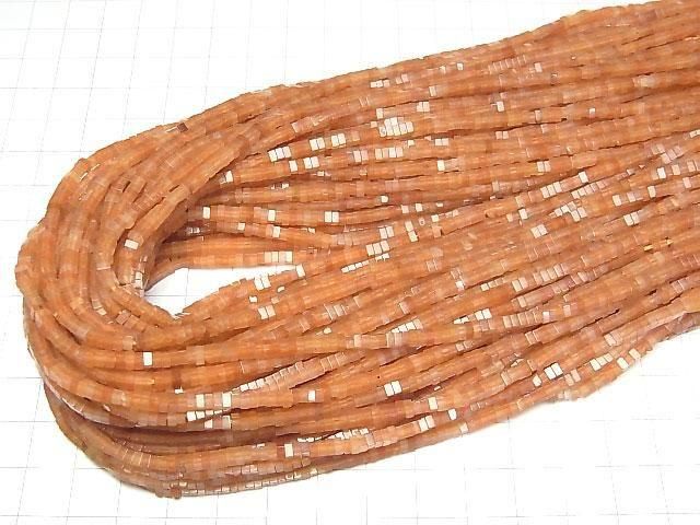 [Video] Orange Aventurine Square Rondelle (Disc) 2.5x2.5x1.5mm 1strand beads (approx. 15 inches/37 cm)