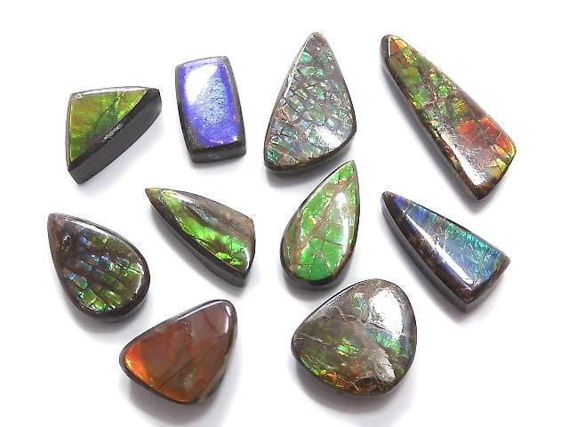 [Video][One of a kind] Ammolite AAA- Loose stone 10pcs set NO.21