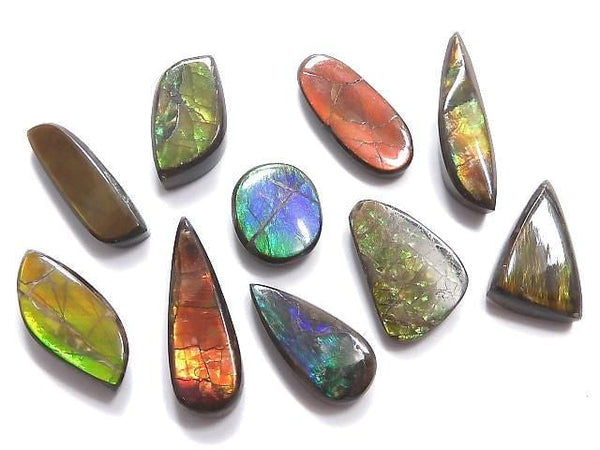 [Video][One of a kind] Ammolite AAA- Loose stone 10pcs set NO.22