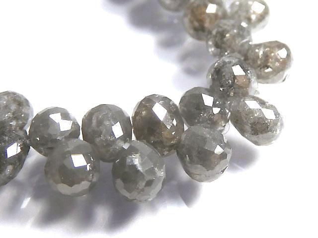 [Video][One of a kind] Gray Diamond Drop Faceted Briolette 1strand beads (approx. 9 inches/24 cm)
