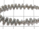 [Video][One of a kind] Gray Diamond Drop Faceted Briolette 1strand beads (approx. 9 inches/24 cm)