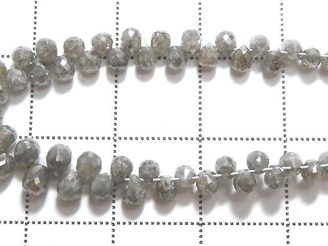 [Video][One of a kind] Gray Diamond Drop Faceted Briolette 1strand beads (approx. 9 inches/24 cm)
