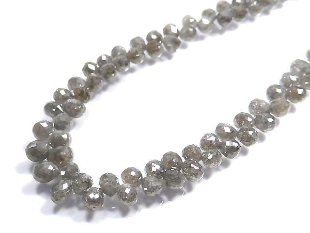 [Video][One of a kind] Gray Diamond Drop Faceted Briolette 1strand beads (approx. 9 inches/24 cm)