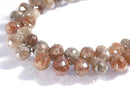 [Video][One of a kind] Reddish Brown Diamond Drop Faceted Briolette 1strand beads (approx. 11 inches/27 cm)