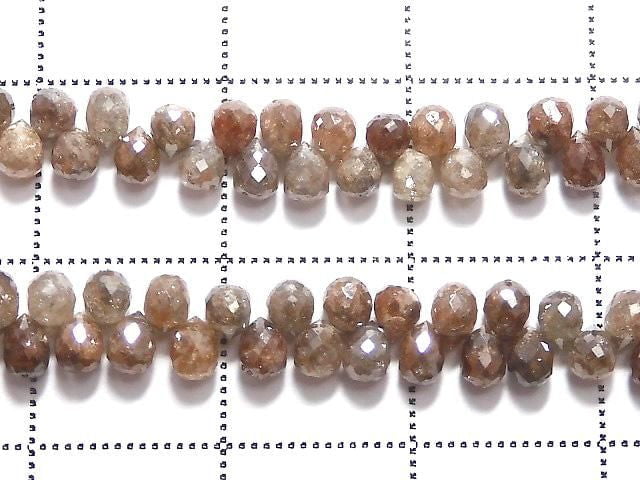 [Video][One of a kind] Reddish Brown Diamond Drop Faceted Briolette 1strand beads (approx. 11 inches/27 cm)