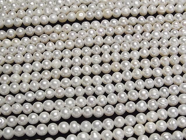 [Video] Fresh Water Pearl AA Wrinkle Potato 5mm White 1strand beads (approx. 13 inches/33 cm)