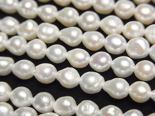 [Video] Fresh Water Pearl AA+ Natural Drop-Rice 4.5-5.5mm White 1strand beads (approx. 15 inches/36 cm)
