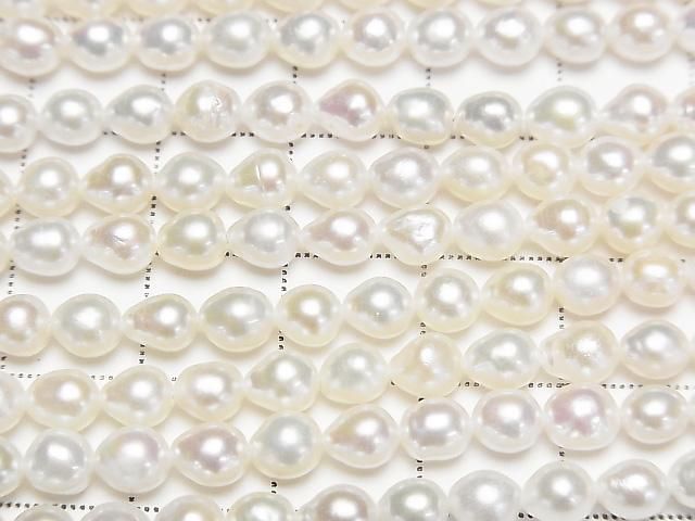 [Video] Fresh Water Pearl AA+ Natural Drop-Rice 4.5-5.5mm White 1strand beads (approx. 15 inches/36 cm)