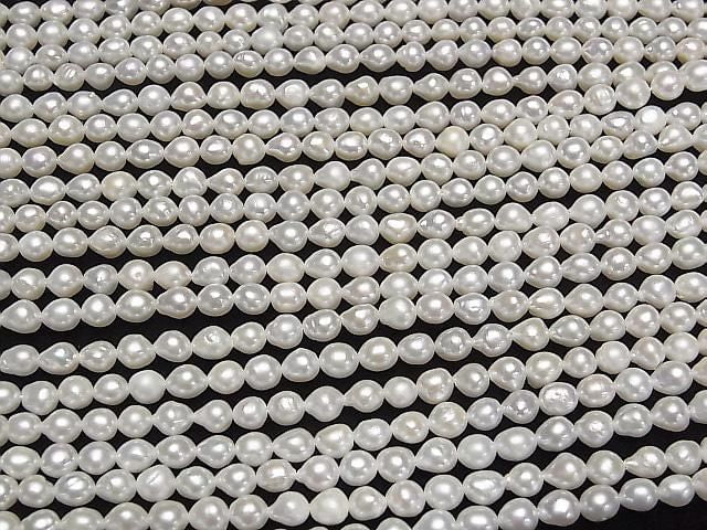 [Video] Fresh Water Pearl AA+ Natural Drop-Rice 4.5-5.5mm White 1strand beads (approx. 15 inches/36 cm)