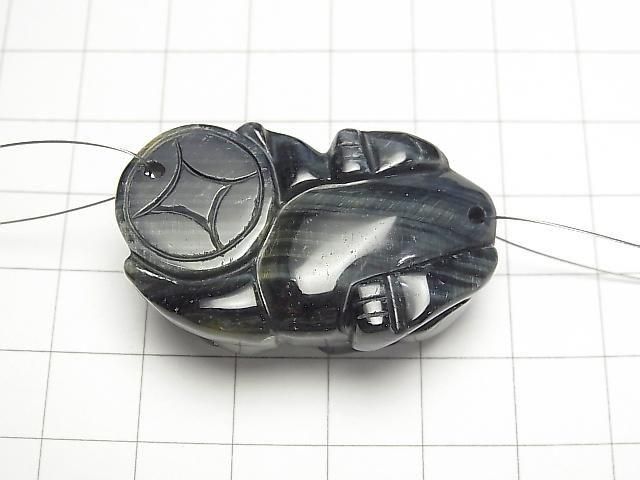 [Video] Natural Color Blue Tiger's Eye AA++ Pixiu Carving 38x22mm 1 Pair