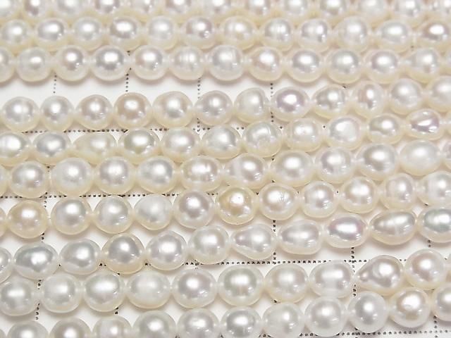 [Video] Fresh Water Pearl AA Potato-Rice 5mm White 1strand beads (approx. 15 inches/36 cm)
