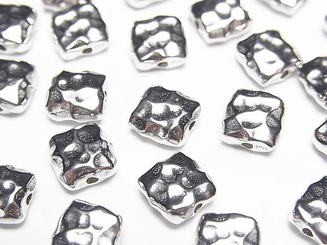 Silver 925 Hammered Square [6x6][8x8][10x10] Rhodium Plated 1pc