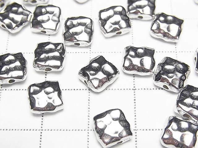 Silver 925 Hammered Square [6x6][8x8][10x10] Rhodium Plated 1pc
