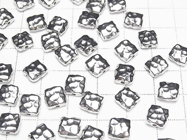 Silver 925 Hammered Square [6x6][8x8][10x10] Rhodium Plated 1pc