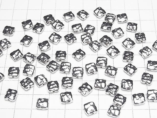 Silver 925 Hammered Square [6x6][8x8][10x10] Rhodium Plated 1pc
