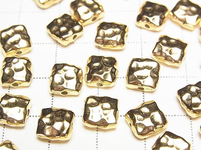 Silver 925 Hammered Square [6x6][8x8][10x10] 18KGP 1pc