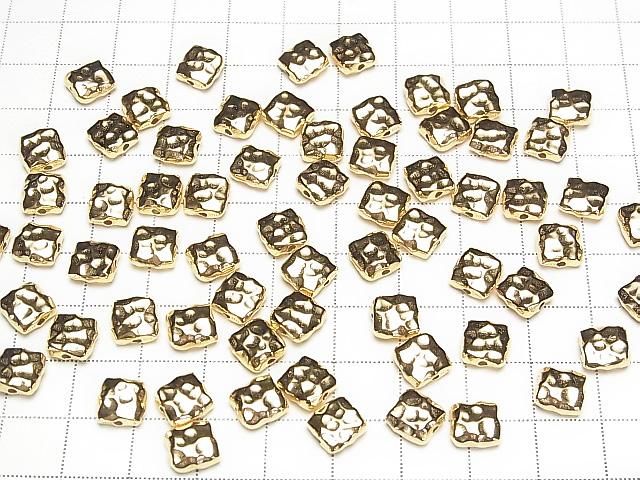 Silver 925 Hammered Square [6x6][8x8][10x10] 18KGP 1pc